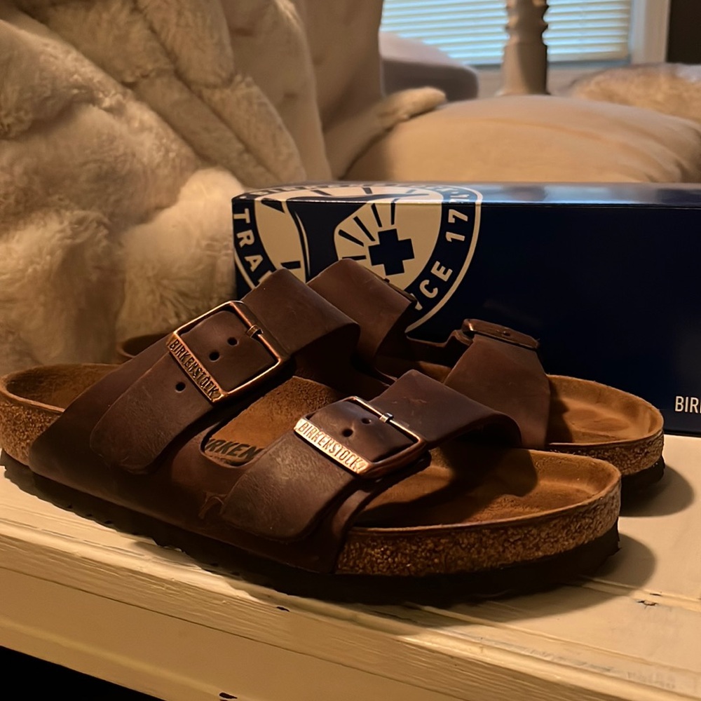 Birkenstock’s.  Leather.